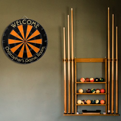 Halloween Orange Black Custom Metal Cage Game Room Dart Board