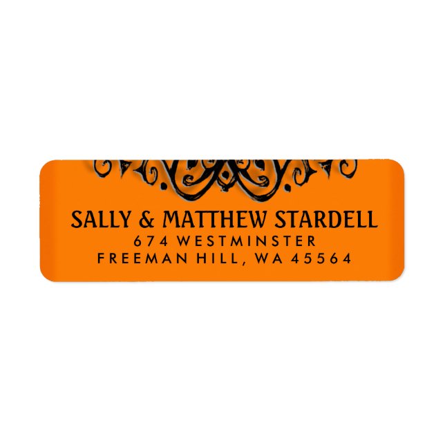 Halloween Orange & Black Elegance Address Label (Front)