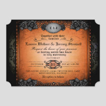 Halloween Orange Black Gothic Together RECEPTION Invitation