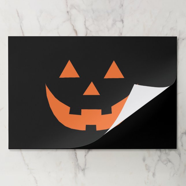 Halloween orange black Jack o lantern placemats (Folded)