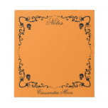 Halloween Orange &amp; Black Magic Border Personalized Notepad