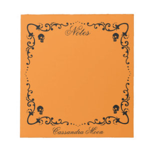Halloween Orange & Black Magic Border Personalized Notepad