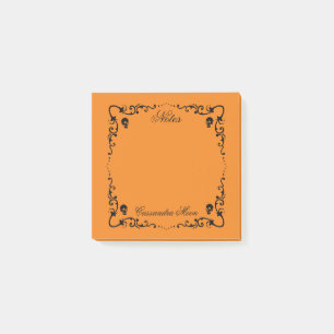 Halloween Orange & Black Magic Border Personalized Post-it Notes