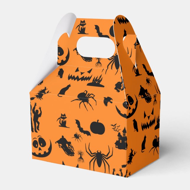 Halloween Orange Black Pattern Favor Boxes (Front Side)