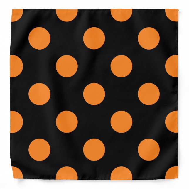 Halloween Orange Black Polka Dot Bandana (Front)