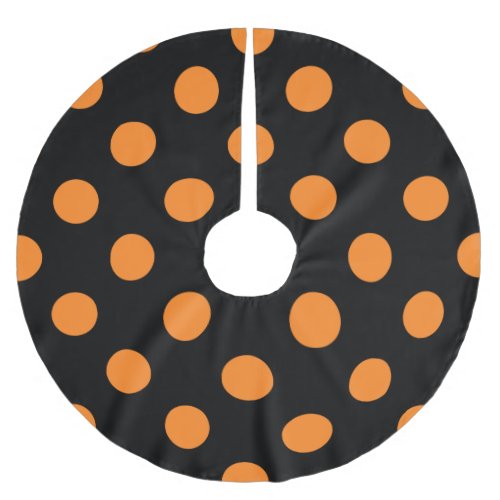 Halloween Orange Black Polka Dot Brushed Polyester Tree Skirt