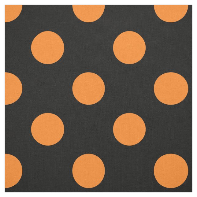 Halloween Orange Black Polka Dot Fabric (Swatch)