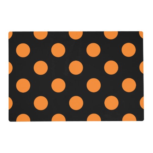 Halloween Orange Black Polka Dot Placemat