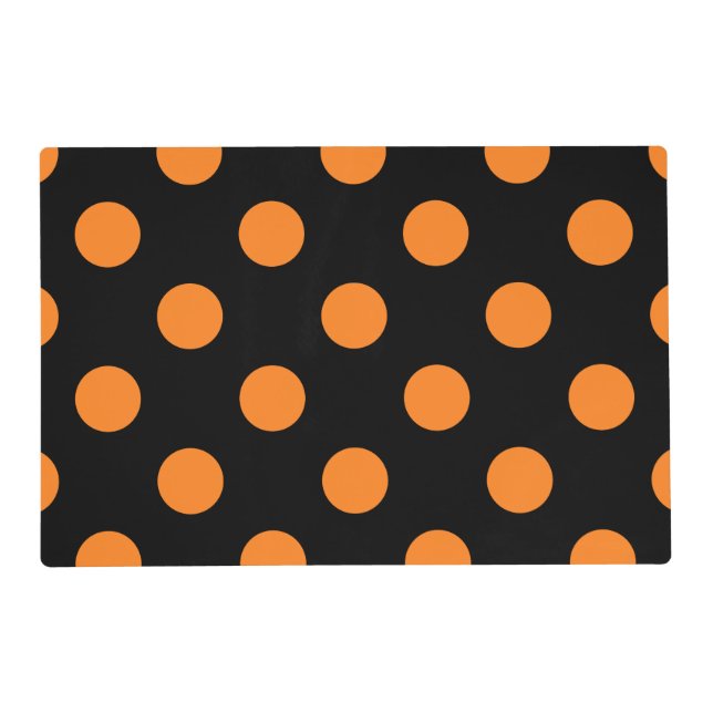 Halloween Orange Black Polka Dot Placemat (Front)