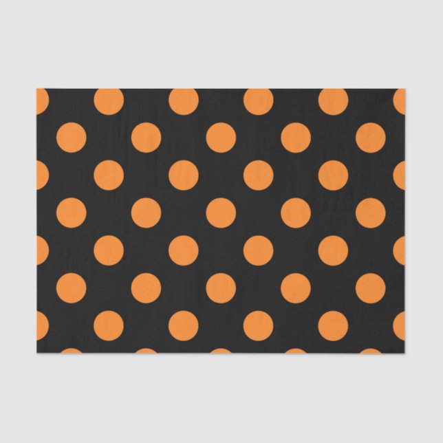 Halloween Orange Black Polka Dot Tissue Paper (Front)