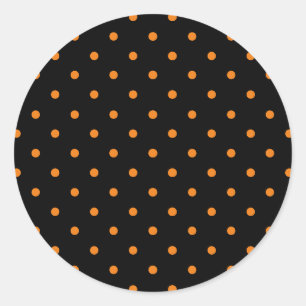 Halloween orange black polka dots cute favors classic round sticker