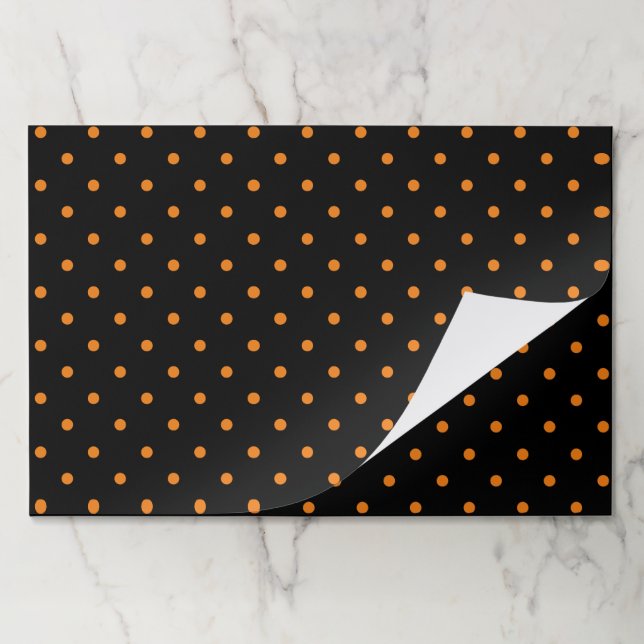 Halloween orange black polka dots paper placemats (Folded)