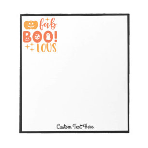 Halloween Orange Black Pumpkin Boo Personalized Notepad