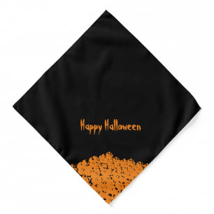 Halloween orange black Skulls pile spooky dog Bandana