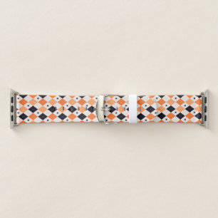 Halloween Orange & Black Spider Argyle Pattern Apple Watch Band