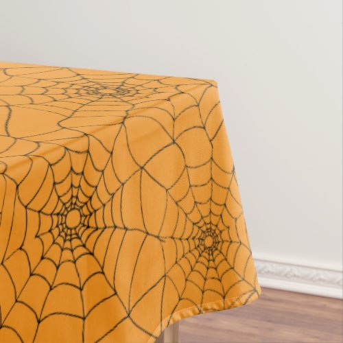 Halloween Orange Black Spiders Web Cobwebs Tablecloth