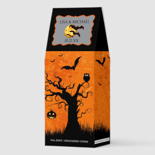 Halloween Orange Black Spooky Bats Wedding Favor Roasted Coffee