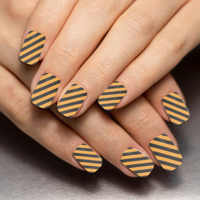 Halloween Orange Black Stripes Minx Nail Art (Creator Uploaded)