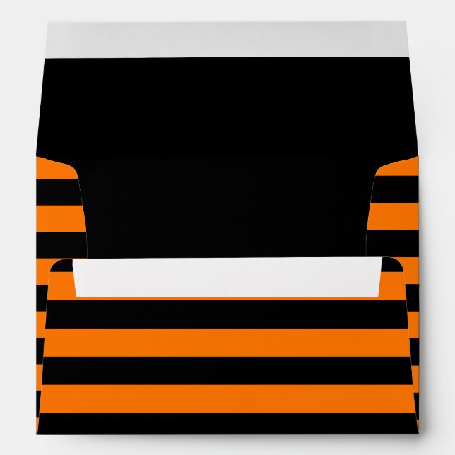 Halloween Orange Black Stripes Party Invitations Envelope (Back (Bottom))