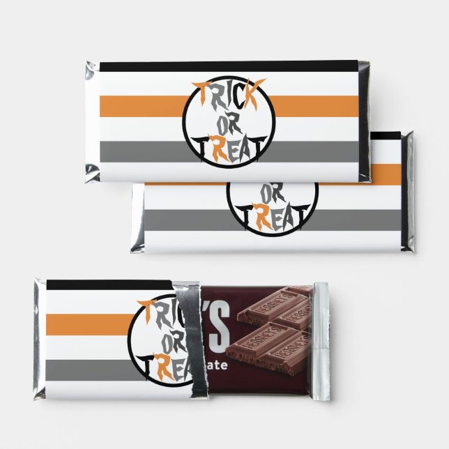 Halloween Orange Black Trick Or Treat Hershey Bar Favors (Front)