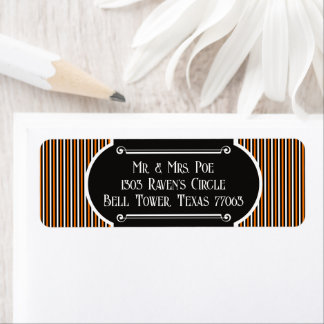 Halloween Orange & Black Vintage Stripe Label