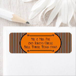 Halloween Orange & Black Vintage Stripe Label
