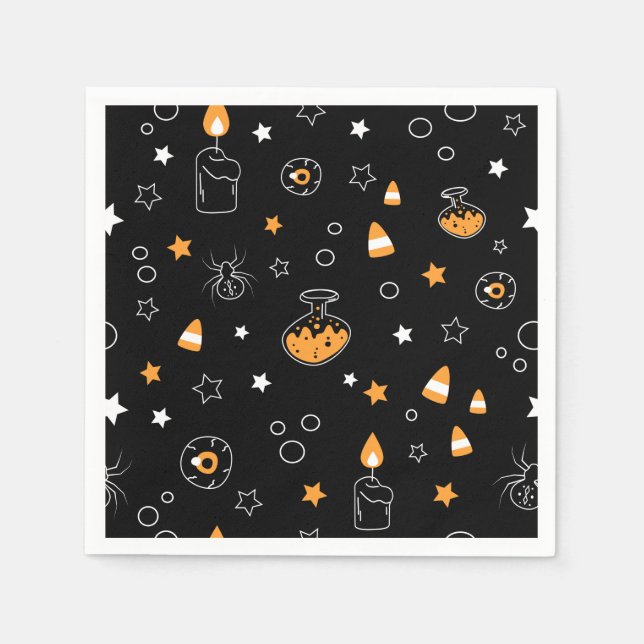 halloween orange black white napkins (Front)