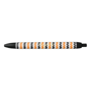 Halloween Orange Black White Pattern Monogrammed Pen