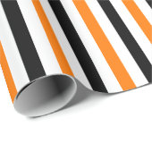 Halloween Orange Black White Stripes Pattern Gift Wrapping Paper (Roll Corner)