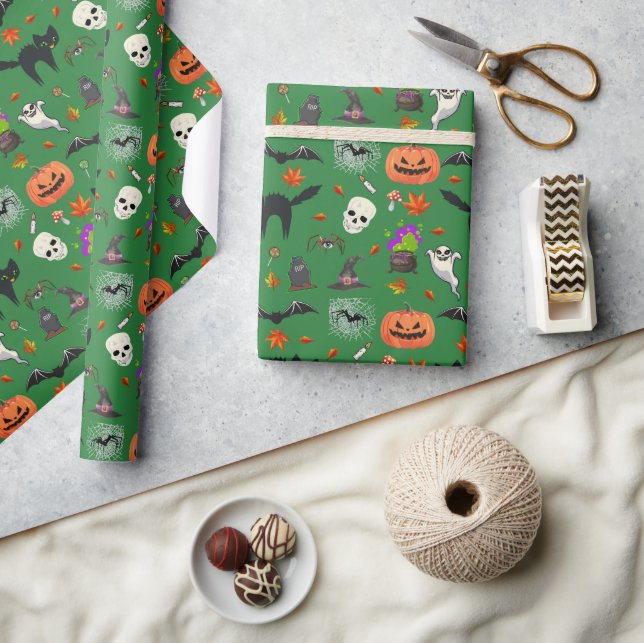 Halloween Orange Black  Wrapping Paper (Crafts)