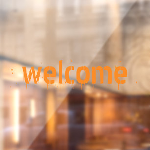 Halloween orange bloody welcome custom text window cling
