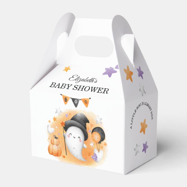 Halloween Orange Boo Baby Shower Cute Favor Box (Front Side)