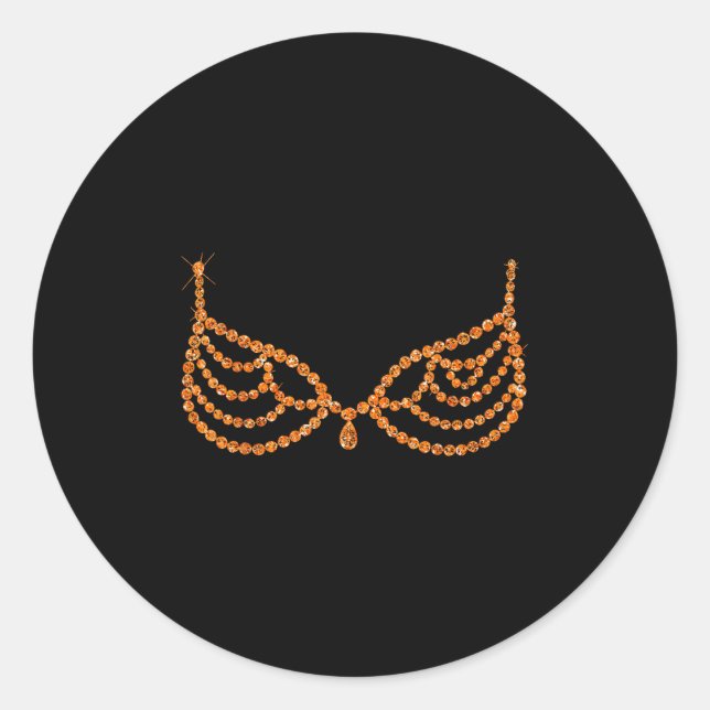Halloween Orange Bra Design Costume Show  Classic Round Sticker (Front)