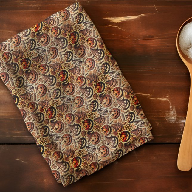 Halloween orange brown stylish kitchen towel (Creator Uploaded)