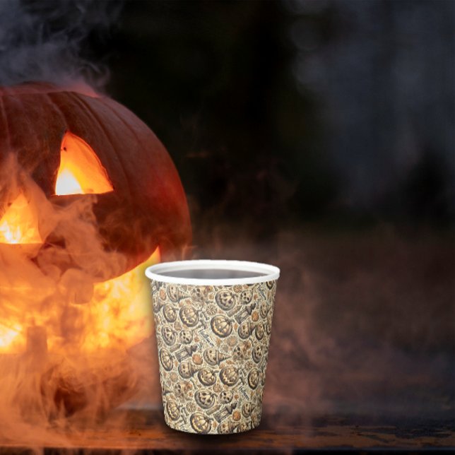 Halloween orange brown stylish paper cups (Creator Uploaded)