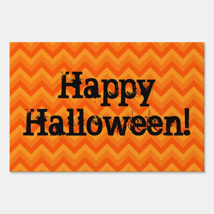 Halloween Orange Chevron Pattern Lawn Sign