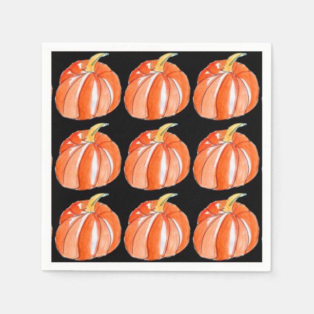 Halloween orange cute pumpkin party napkins (Front)
