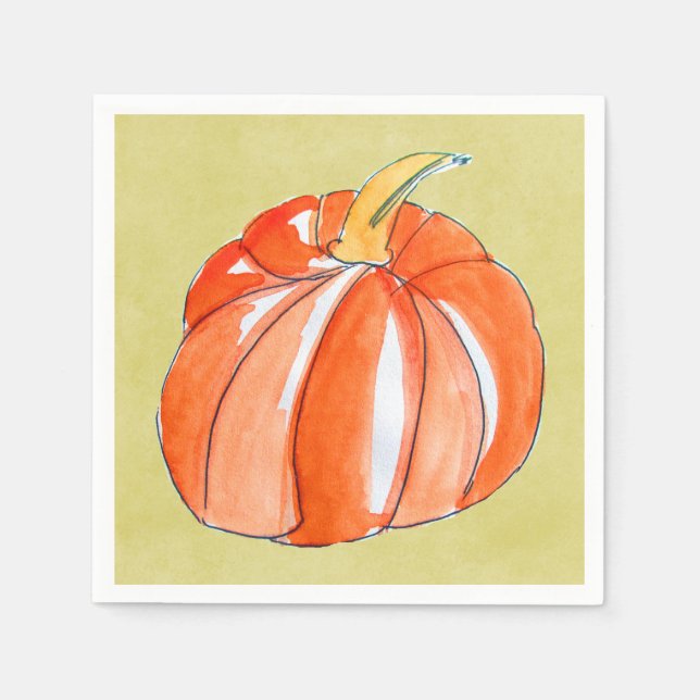 Halloween orange cute pumpkin party napkins (Front)