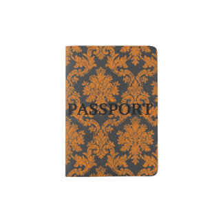 Halloween Orange Damask Chalkboard Pattern Passport Holder
