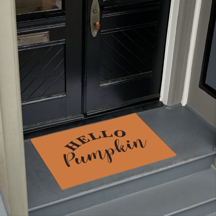 halloween orange fall harvest hello pumpkin doormat | Zazzle