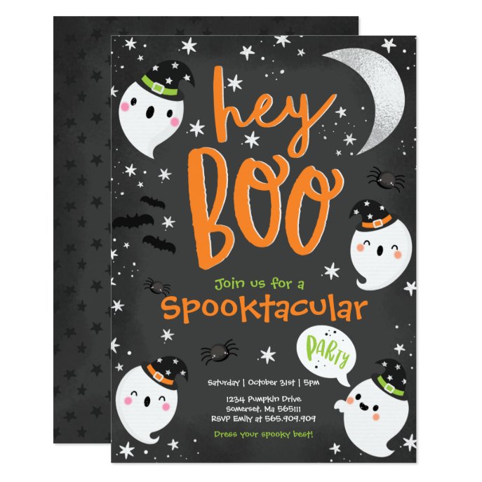 Halloween Orange Ghost Kids Spooktacular Party Invitation