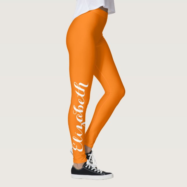 Halloween Orange Girly Custom Name Sports Costume Leggings (Right)