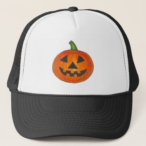 Halloween Orange Jack o Lantern Pumpkin Carving Trucker Hat