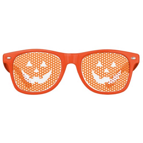 Halloween orange Jack o lantern pumpkin face funny Retro Sunglasses