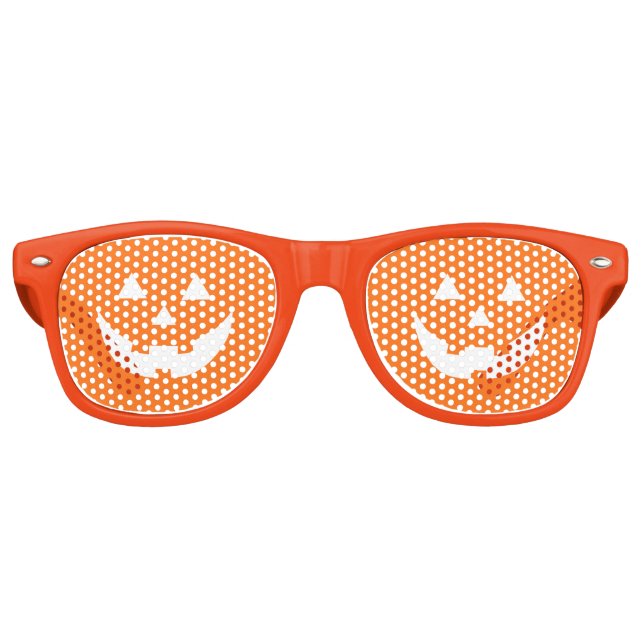 Halloween orange Jack o lantern pumpkin face funny Retro Sunglasses (Front)