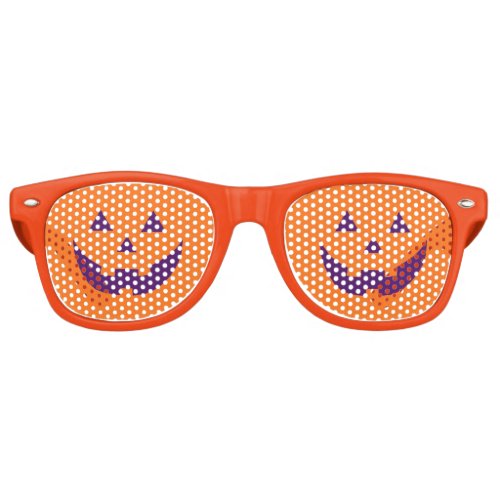 Halloween orange Jack o lantern pumpkin face funny Retro Sunglasses