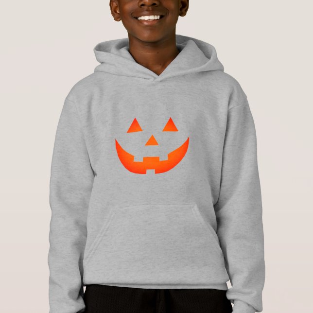Halloween orange Jack o lantern pumpkin face kids  Hoodie (Front)