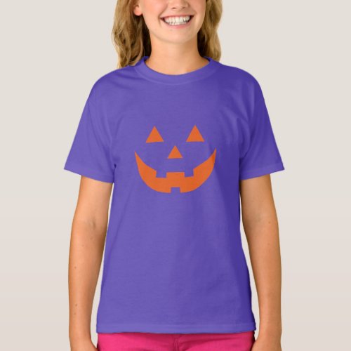 Halloween orange Jack o lantern pumpkin face kids T_Shirt