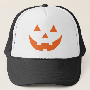 Halloween orange Jack o lantern pumpkin face Trucker Hat