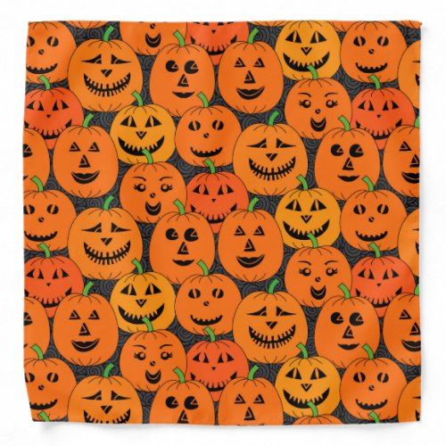 Halloween Orange Jack_o_lantern Pumpkins Pattern Bandana